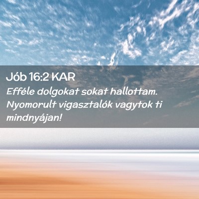 Picture 02 - Jób 16:2 KAR - Efféle dolgokat sokat hallottam. Nyomorult - Bible Verse Picture