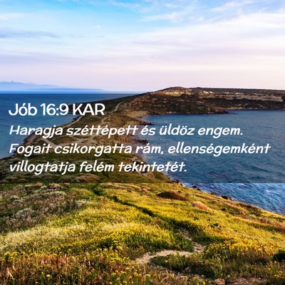 Picture 02 - Jób 16:9 KAR - Haragja széttépett és üldöz engem. Fogait - Bible Verse Picture