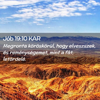 Picture 02 - Jób 19:10 KAR - Megronta köröskörül, hogy elveszszek, és - Bible Verse Picture