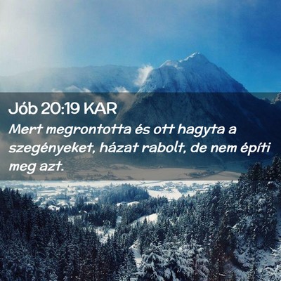 Picture 02 - Jób 20:19 KAR - Mert megrontotta és ott hagyta a szegényeket, - Bible Verse Picture