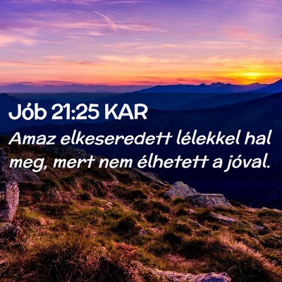 Picture 02 - Jób 21:25 KAR - Amaz elkeseredett lélekkel hal meg, mert nem - Bible Verse Picture
