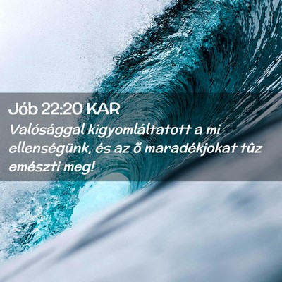 Picture 02 - Jób 22:20 KAR - Valósággal kigyomláltatott a mi ellenségünk, - Bible Verse Picture