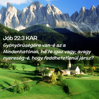 Picture 02 - Jób 22:3 KAR - Gyönyörûségére van-é az a Mindenhatónak, - Bible Verse Picture