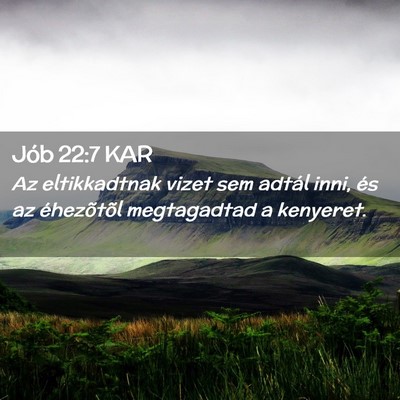 Picture 02 - Jób 22:7 KAR - Az eltikkadtnak vizet sem adtál inni, és az - Bible Verse Picture