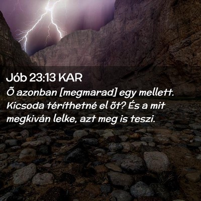 Picture 02 - Jób 23:13 KAR - Õ azonban [megmarad] egy mellett. Kicsoda - Bible Verse Picture