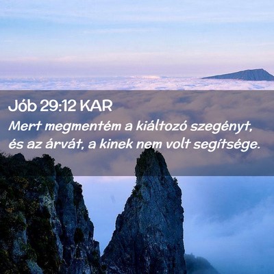Picture 02 - Jób 29:12 KAR - Mert megmentém a kiáltozó szegényt, és az - Bible Verse Picture