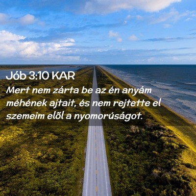 Picture 02 - Jób 3:10 KAR - Mert nem zárta be az én anyám méhének - Bible Verse Picture