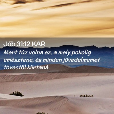 Picture 02 - Jób 31:12 KAR - Mert tûz volna ez, a mely pokolig emésztene, - Bible Verse Picture