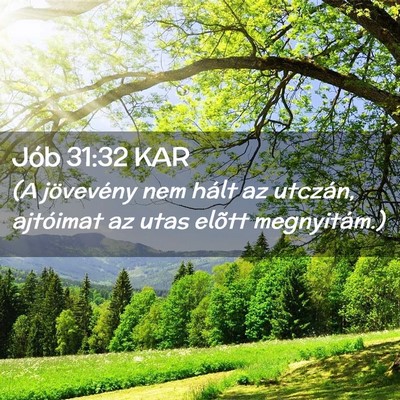 Picture 02 - Jób 31:32 KAR - (A jövevény nem hált az utczán, ajtóimat az - Bible Verse Picture