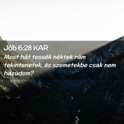 Picture 02 - Jób 6:28 KAR - Most hát tessék néktek rám tekintenetek, és - Bible Verse Picture