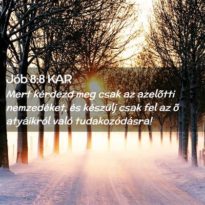 Picture 02 - Jób 8:8 KAR - Mert kérdezd meg csak az azelõtti nemzedéket, - Bible Verse Picture