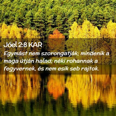 Picture 02 - Jóel 2:8 KAR - Egymást nem szorongatják; mindenik a maga - Bible Verse Picture