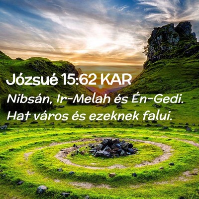 Picture 02 - Józsué 15:62 KAR - Nibsán, Ir-Melah és Én-Gedi. Hat város és - Bible Verse Picture