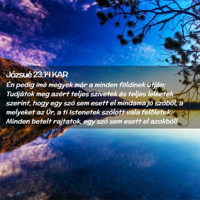 Picture 02 - Józsué 23:14 KAR - Én pedig ímé megyek már a minden földinek - Bible Verse Picture