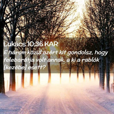 Picture 02 - Lukács 10:36 KAR - E három közül azért kit gondolsz, hogy - Bible Verse Picture
