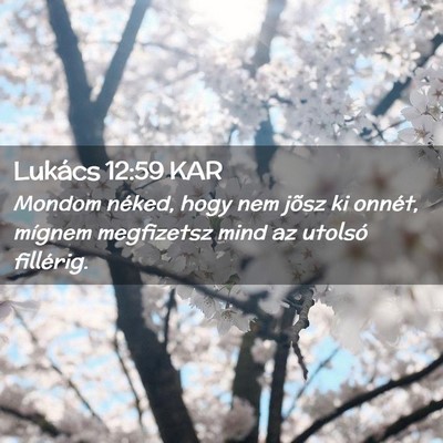 Picture 02 - Lukács 12:59 KAR - Mondom néked, hogy nem jõsz ki onnét, mígnem - Bible Verse Picture