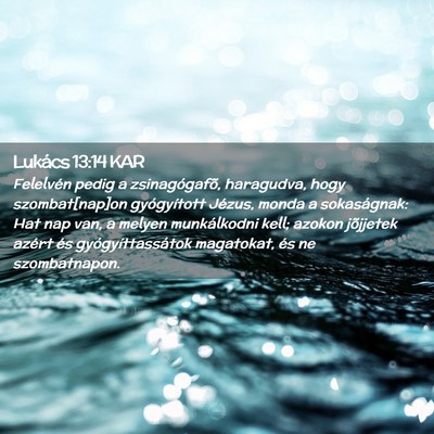 Picture 02 - Lukács 13:14 KAR - Felelvén pedig a zsinagógafõ, haragudva, hogy - Bible Verse Picture