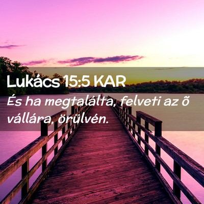 Picture 02 - Lukács 15:5 KAR - És ha megtalálta, felveti az õ vállára, - Bible Verse Picture