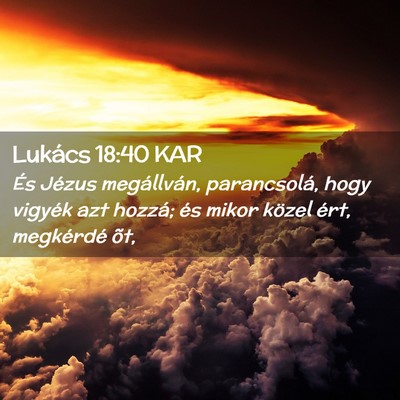 Picture 02 - Lukács 18:40 KAR - És Jézus megállván, parancsolá, hogy vigyék - Bible Verse Picture