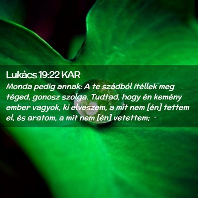 Picture 02 - Lukács 19:22 KAR - Monda pedig annak: A te szádból ítéllek meg - Bible Verse Picture