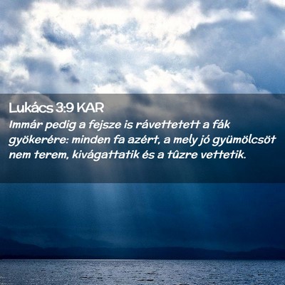 Picture 02 - Lukács 3:9 KAR - Immár pedig a fejsze is rávettetett a fák - Bible Verse Picture