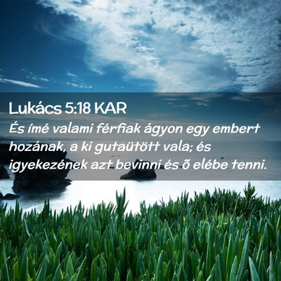 Picture 02 - Lukács 5:18 KAR - És ímé valami férfiak ágyon egy embert - Bible Verse Picture