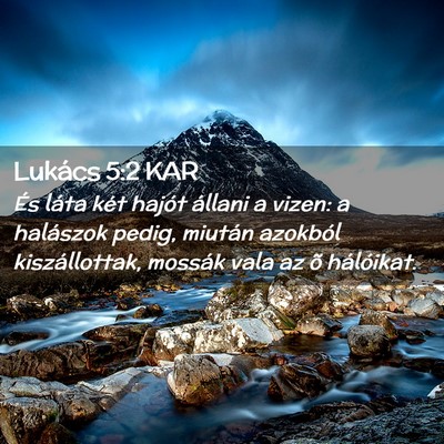 Picture 02 - Lukács 5:2 KAR - És láta két hajót állani a vizen: a - Bible Verse Picture