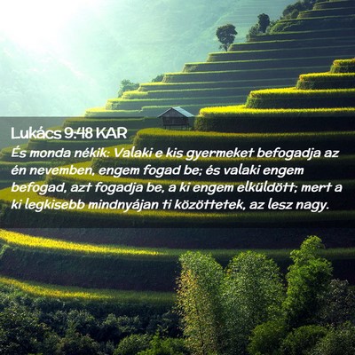 Picture 02 - Lukács 9:48 KAR - És monda nékik: Valaki e kis gyermeket - Bible Verse Picture