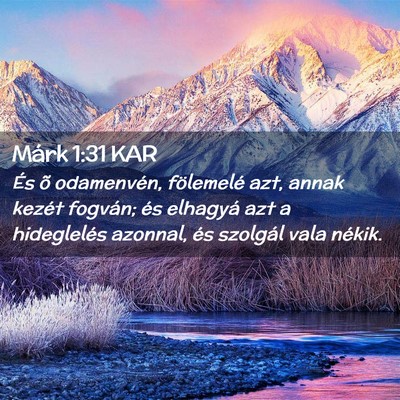 Picture 02 - Márk 1:31 KAR - És õ odamenvén, fölemelé azt, annak kezét - Bible Verse Picture