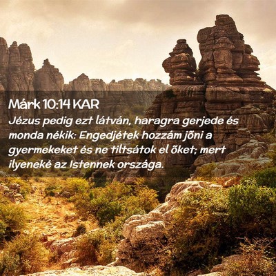 Picture 02 - Márk 10:14 KAR - Jézus pedig ezt látván, haragra gerjede és - Bible Verse Picture