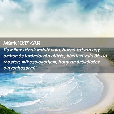Picture 02 - Márk 10:17 KAR - És mikor útnak indult vala, hozzá futván egy - Bible Verse Picture