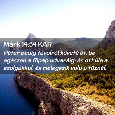 Picture 02 - Márk 14:54 KAR - Péter pedig távolról követé õt, be egészen - Bible Verse Picture