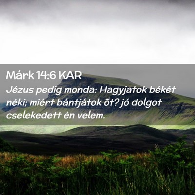 Picture 02 - Márk 14:6 KAR - Jézus pedig monda: Hagyjatok békét néki; - Bible Verse Picture