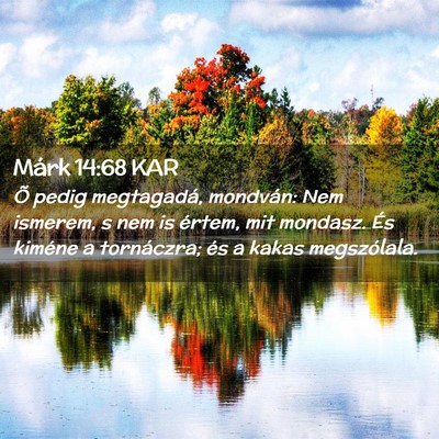 Picture 02 - Márk 14:68 KAR - Õ pedig megtagadá, mondván: Nem ismerem, s nem - Bible Verse Picture