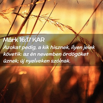 Picture 02 - Márk 16:17 KAR - Azokat pedig, a kik hisznek, ilyen jelek - Bible Verse Picture