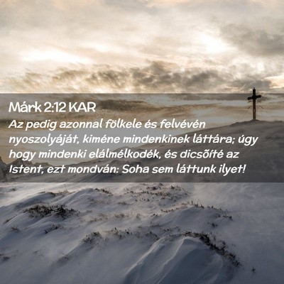 Picture 02 - Márk 2:12 KAR - Az pedig azonnal fölkele és felvévén - Bible Verse Picture