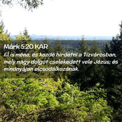 Picture 02 - Márk 5:20 KAR - El is méne, és kezdé hirdetni a Tízvárosban, - Bible Verse Picture