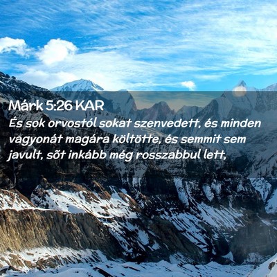 Picture 02 - Márk 5:26 KAR - És sok orvostól sokat szenvedett, és minden - Bible Verse Picture