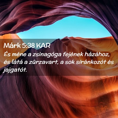 Picture 02 - Márk 5:38 KAR - És méne a zsinagóga fejének házához, és - Bible Verse Picture