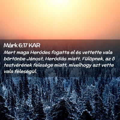 Picture 02 - Márk 6:17 KAR - Mert maga Heródes fogatta el és vettette vala - Bible Verse Picture