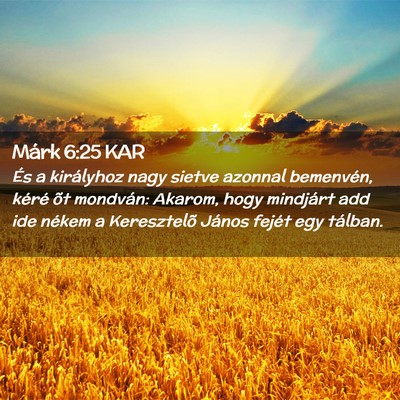 Picture 02 - Márk 6:25 KAR - És a királyhoz nagy sietve azonnal bemenvén, - Bible Verse Picture