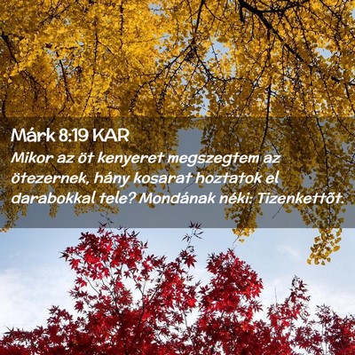 Picture 02 - Márk 8:19 KAR - Mikor az öt kenyeret megszegtem az ötezernek, - Bible Verse Picture