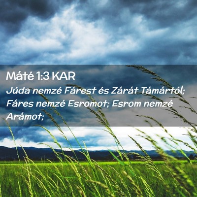 Picture 02 - Máté 1:3 KAR - Júda nemzé Fárest és Zárát Támártól; - Bible Verse Picture