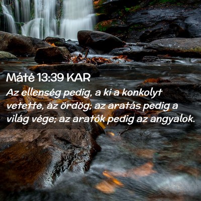 Picture 02 - Máté 13:39 KAR - Az ellenség pedig, a ki a konkolyt vetette, az - Bible Verse Picture
