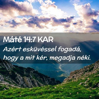 Picture 02 - Máté 14:7 KAR - Azért esküvéssel fogadá, hogy a mit kér, - Bible Verse Picture