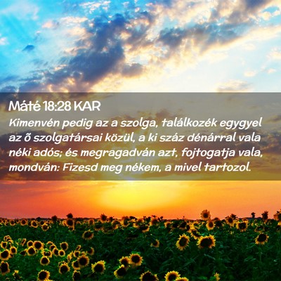 Picture 02 - Máté 18:28 KAR - Kimenvén pedig az a szolga, találkozék egygyel - Bible Verse Picture