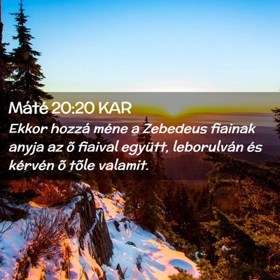 Picture 02 - Máté 20:20 KAR - Ekkor hozzá méne a Zebedeus fiainak anyja az õ - Bible Verse Picture