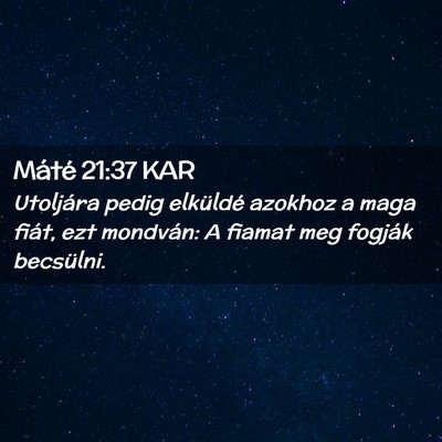 Picture 02 - Máté 21:37 KAR - Utoljára pedig elküldé azokhoz a maga fiát, - Bible Verse Picture