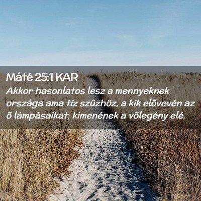 Picture 02 - Máté 25:1 KAR - Akkor hasonlatos lesz a mennyeknek országa ama - Bible Verse Picture