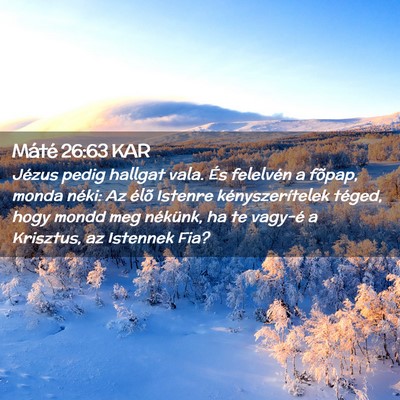 Picture 02 - Máté 26:63 KAR - Jézus pedig hallgat vala. És felelvén a - Bible Verse Picture